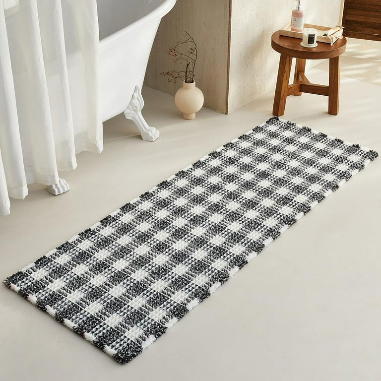 Waffle Runner Rug Bathroom, Long Boho Bathroom Rugs Non Slip