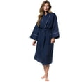 thumbnail image 1 of Waffle Shawl Long Robe Square Pattern Navy Blue, 1 of 1