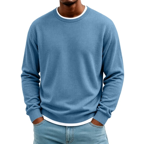 Waffle Shirts for Men Long Sleeve Thermal Pullover Sweatshirt Crew Neck Loose Cotton Underwear Winter Thick Big and Tall Men's Tops