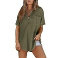 thumbnail image 1 of Waffle Short-Sleeved Top for Women Green XXXL, 1 of 4
