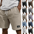 thumbnail image 1 of Waffle Shorts Mens Casual Elastic Waist Drawstring Summer Beach Vacation Yoga Golf Shorts with Pockets Khaki XL, 1 of 5