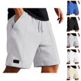 thumbnail image 1 of Waffle Shorts for Men Summer Casual Elastic Waist Wide Straight Leg Loose Knee Length Bermuda Shorts with Pockets, 1 of 7