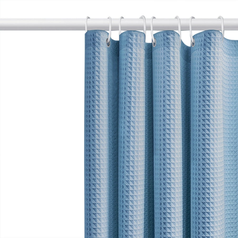 Waffle Shower Curtain Set with 12 Shower Hooks, Heavy Duty Waterproof