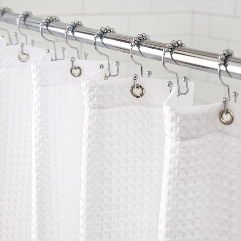 Waffle Shower Curtain, Thick Weighted Fabric, Wrinkle and Rust