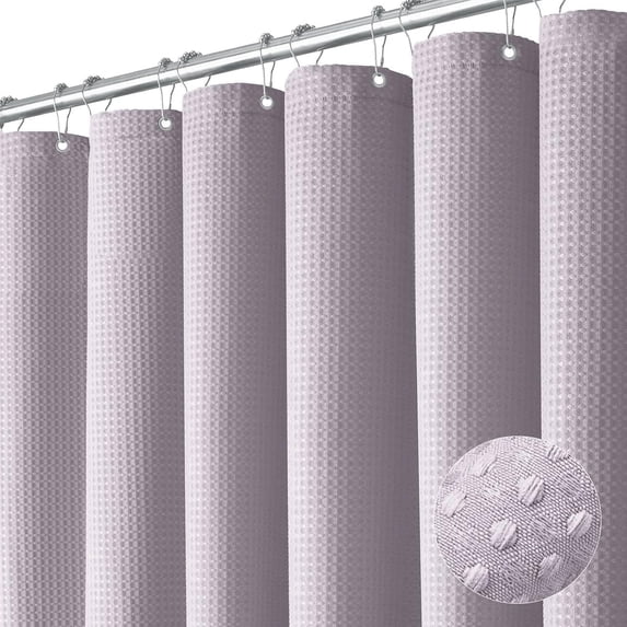 Waffle Shower Curtain, Thick Weighted Fabric, Wrinkle and Rust Resistant, Weighted Hem,Classic Hotel Quality Design, Machine Wash