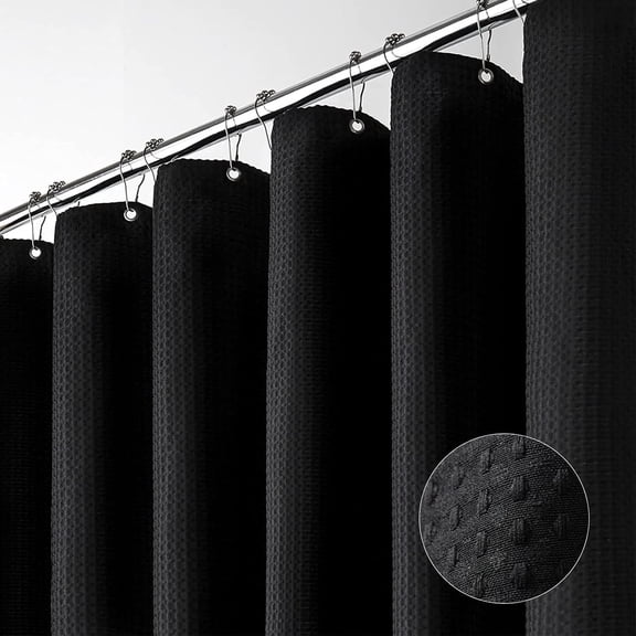 Waffle Shower Curtain, Thick Weighted Fabric, Wrinkle and Rust Resistant, Weighted Hem,Classic Hotel Quality Design, Machine Wash