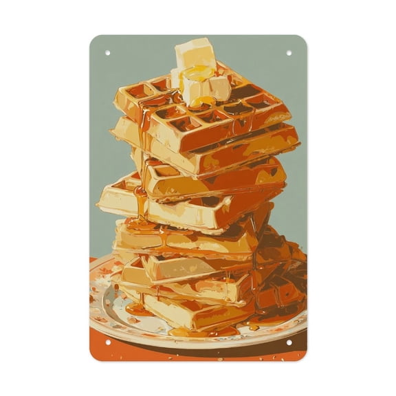 Waffle_Stack Versatile Tin Wall Decor - Home Garage Bar - Vertical