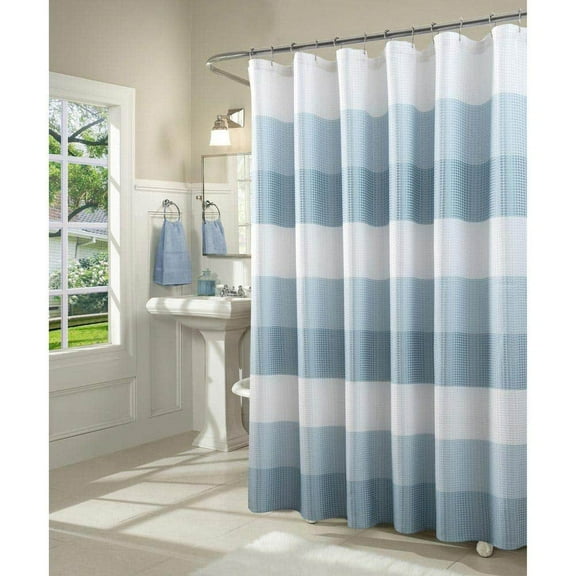 Waffle Stripe Fabric Shower Curtain