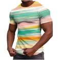thumbnail image 1 of Waffle T-shirts for Men Striped Colorblock Casual Workout Gym Fitness Muscle Tee Shirt Crewneck Summer Tops (2XL, Mint Green), 1 of 6
