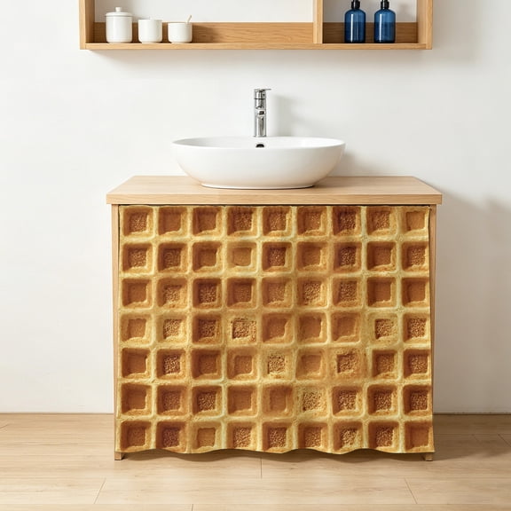 Waffle Texture Cabinet Curtains 10" W x 11" L, Country Farmhouse Gold Yellow Waffle Under-Desk Privacy Dust Proof Drape Dishwasher Curtain Sink Skirt for Kitchen Closet Bathroom Laundry