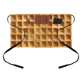 Waffle Texture Kitchen Restaurant Half Waist Apron, Country Farmhouse Gold Yellow Waffle Server Short Apron with 3 Pockets Waterproof Oil Waist Aprons for Women Waitress Waiter