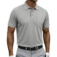 thumbnail image 1 of Waffle Texture Polo Shirts for Men Short Sleeve Button Placket Chest Pocket Casual Summer Golf Tee Lightweight Breathable Fit Light Gray L, 1 of 6