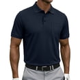 thumbnail image 1 of Waffle Texture Polo Shirts for Men Short Sleeve Button Placket Chest Pocket Casual Summer Golf Tee Lightweight Breathable Fit Navy 5XL, 1 of 6