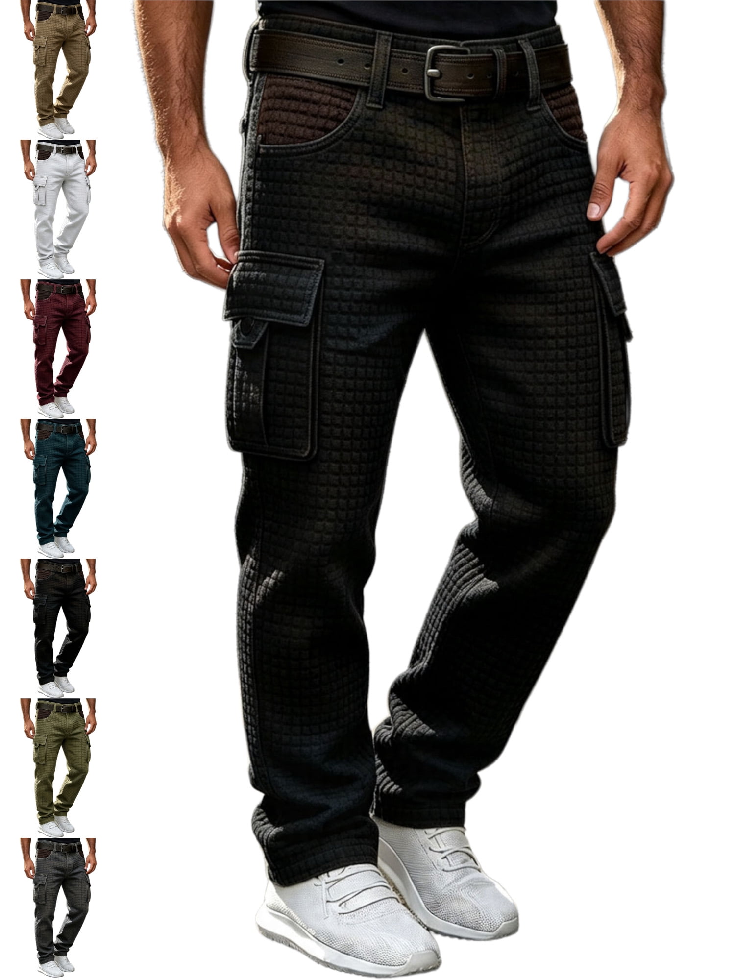 Work By Spring Formula Waffle Texture Work Pants for Men Straight Leg Multiple Pockets Durable ...