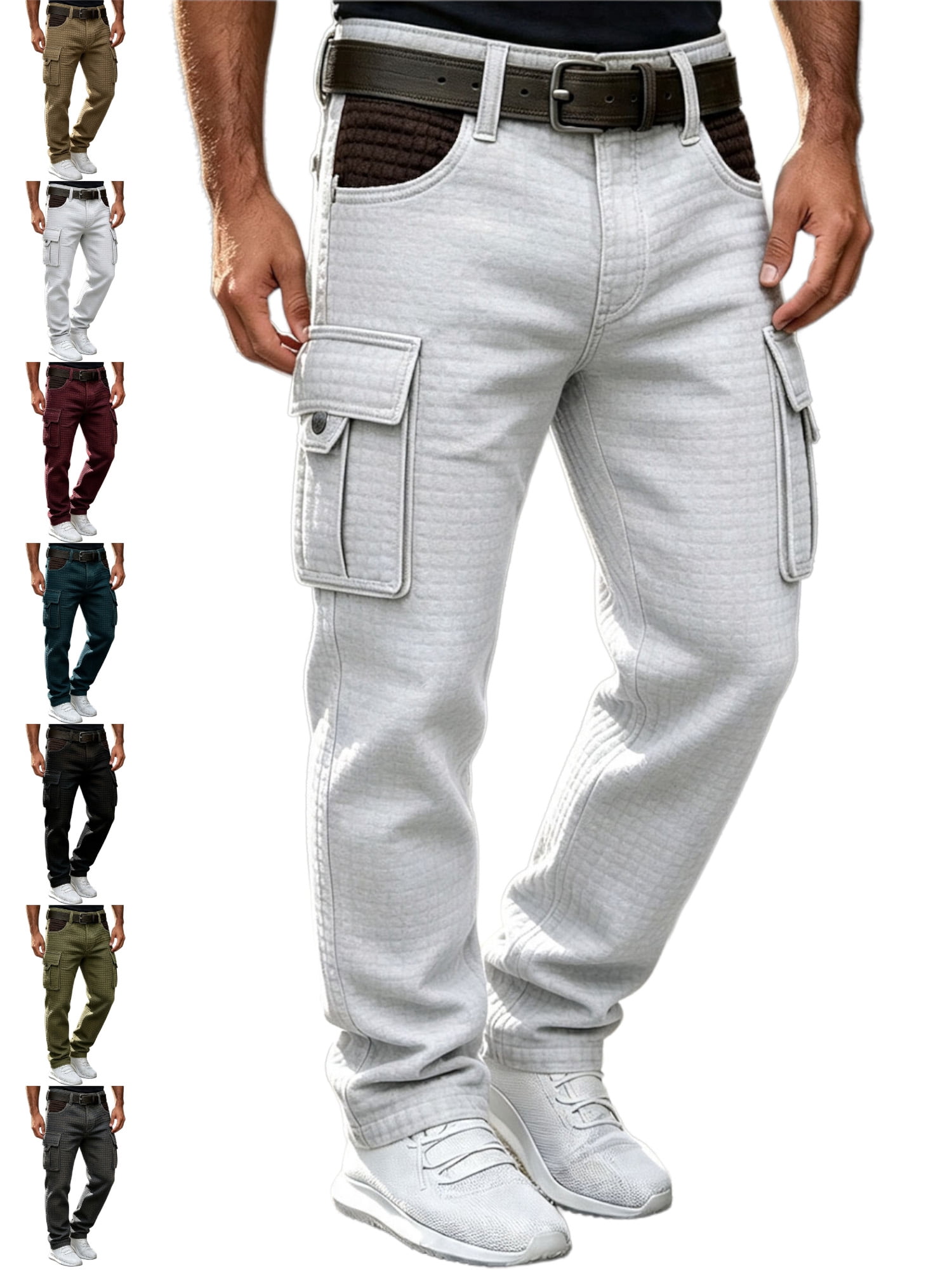 Work By Spring Formula Waffle Texture Work Pants for Men Straight Leg Multiple Pockets Durable ...