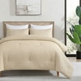 thumbnail image 1 of Waffle Textured Comforter 3-Piece Bedding Set - Taupe Full/Queen Size -All Season Down Alternative, 1 of 6