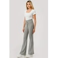 thumbnail image 1 of Waffle Textured Fleece Lined Drawstring Waist Flare Pants - Light Heather Gray, 1 of 9