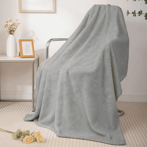 GPED Ultra Soft Throw Blanket, Warm Cozy Blankets 260GSM for Couch Bed Chair, Breathable and Lightweight Blankets for All Seasons, Decor & Giftable Blanket, Gray