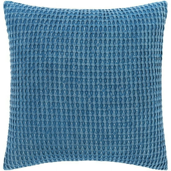 Waffle Woven Cottage Pillow Cover in Blue