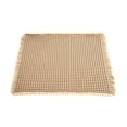 thumbnail image 1 of Waffle Weave Bathroom Rug 24 x 17 Inch, Khaki | Absorbent Non-Slip Floor Mat with Tassels, Polyester Carpet for Sink Tub Entryway Kitchen, Machine Washable, 1 of 2
