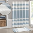 thumbnail image 1 of Waffle Weave Bathroom Shower Curtains 72*72 , White Blue Striped Shower Curtains Set with 12 Hooks, Machine Washable Water-Resistant Fabric Shower Curtain, 1 of 10