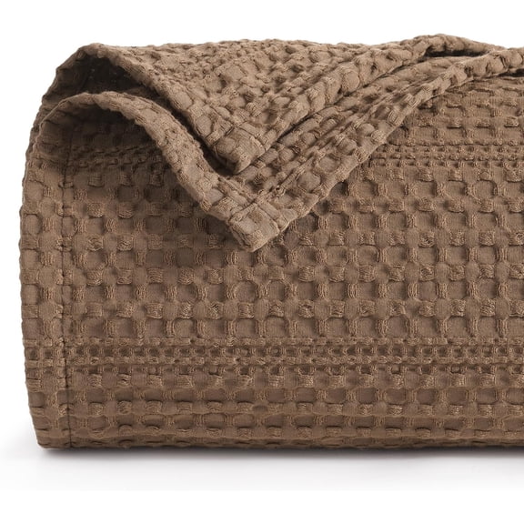 Waffle Weave Blanket King Size 104"x90" Mocha