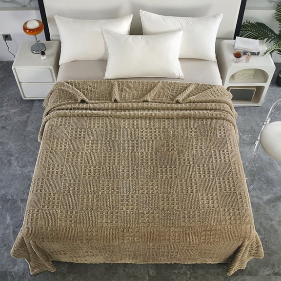 Waffle Weave Blanket Queen Size Lightweight Breathable Cozy Summer Blankets for Bed 27x39 Inches Woven Bedding Blanket for Hot Sleepers Couch and Sofa,Coffee