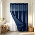 thumbnail image 1 of Waffle Weave Double Layer Shower Curtain, Waterproof Polyester Fabric Bathroom Curtain with Detachable Liner & Metal Grommets, No Hook Installation, Quick-Dry, Machine Washable, 72 x 36 Inches, 1 of 6