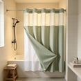 thumbnail image 1 of Waffle Weave Double Layer Shower Curtain, Waterproof Polyester Fabric Bathroom Curtain with Detachable Liner & Metal Grommets, No Hook Installation, Quick-Dry, Machine Washable, 72 x 36 Inches, 1 of 6