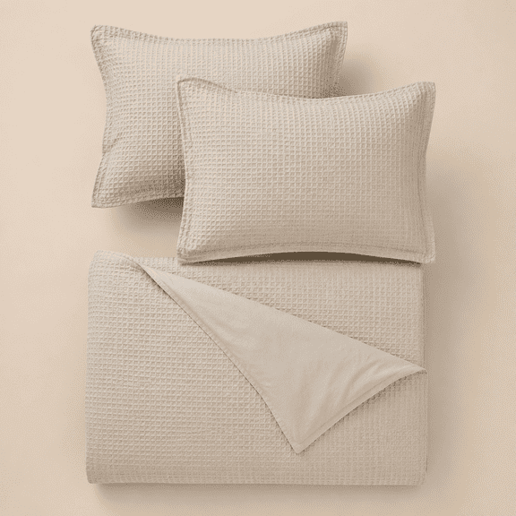 Waffle Weave Duvet Cover Set, No Snagging Ultra Soft Luxury Textured Breathable Comforter Cover for All Season 3pcs, Durable Bedding Duvet Set with 2 Pillow Shams, Linen