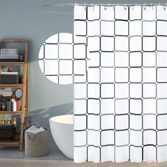 Waffle Weave Fabric Shower Curtain for Bathroom, Modern Long Shower Curtains Set, Universal All Seasons
