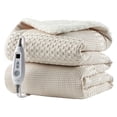 thumbnail image 1 of GARVEE Heated Electric Blanket Throw,50“x60" Soft Waffle Weave Fast Heating Throw,6 Heating Levels&4 Hours Auto Off,Khaki, 1 of 8
