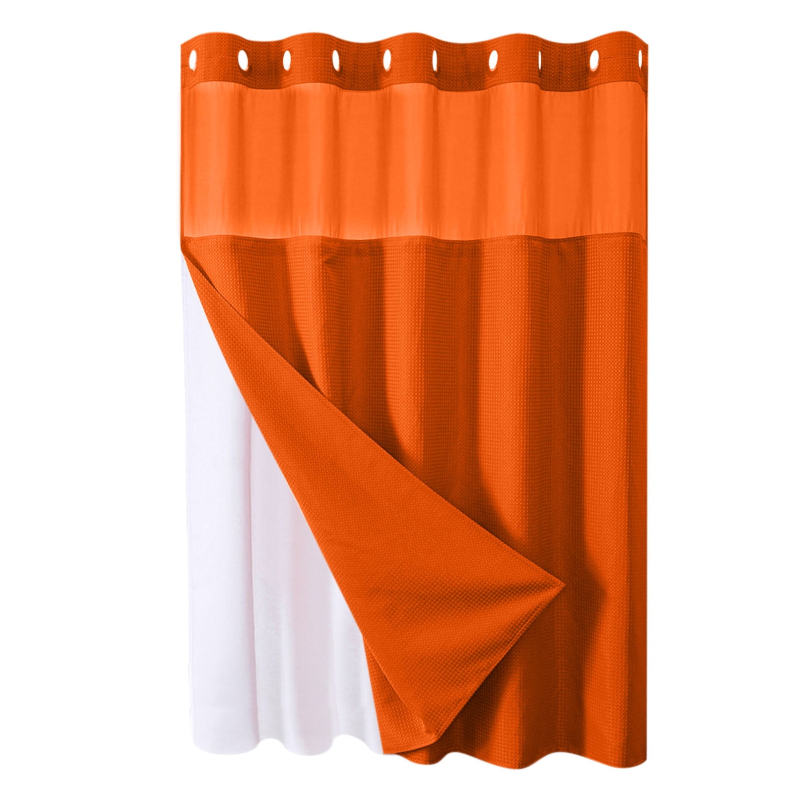 Waffle Weave Heavy Duty Shower Curtains, No Hook Shower Curtain with Snap in Fabric Liner, Hotel Style Waterproof Bathroom Curtain Set, 72 x 66 Inch