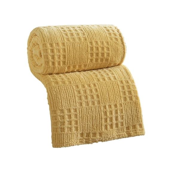 Waffle Weave Jacquard Blanket Ultra Soft Lightweight Throw for Bed Couch Sofa All Season Cozy Decorative Afghan for Adults Travel Nap
