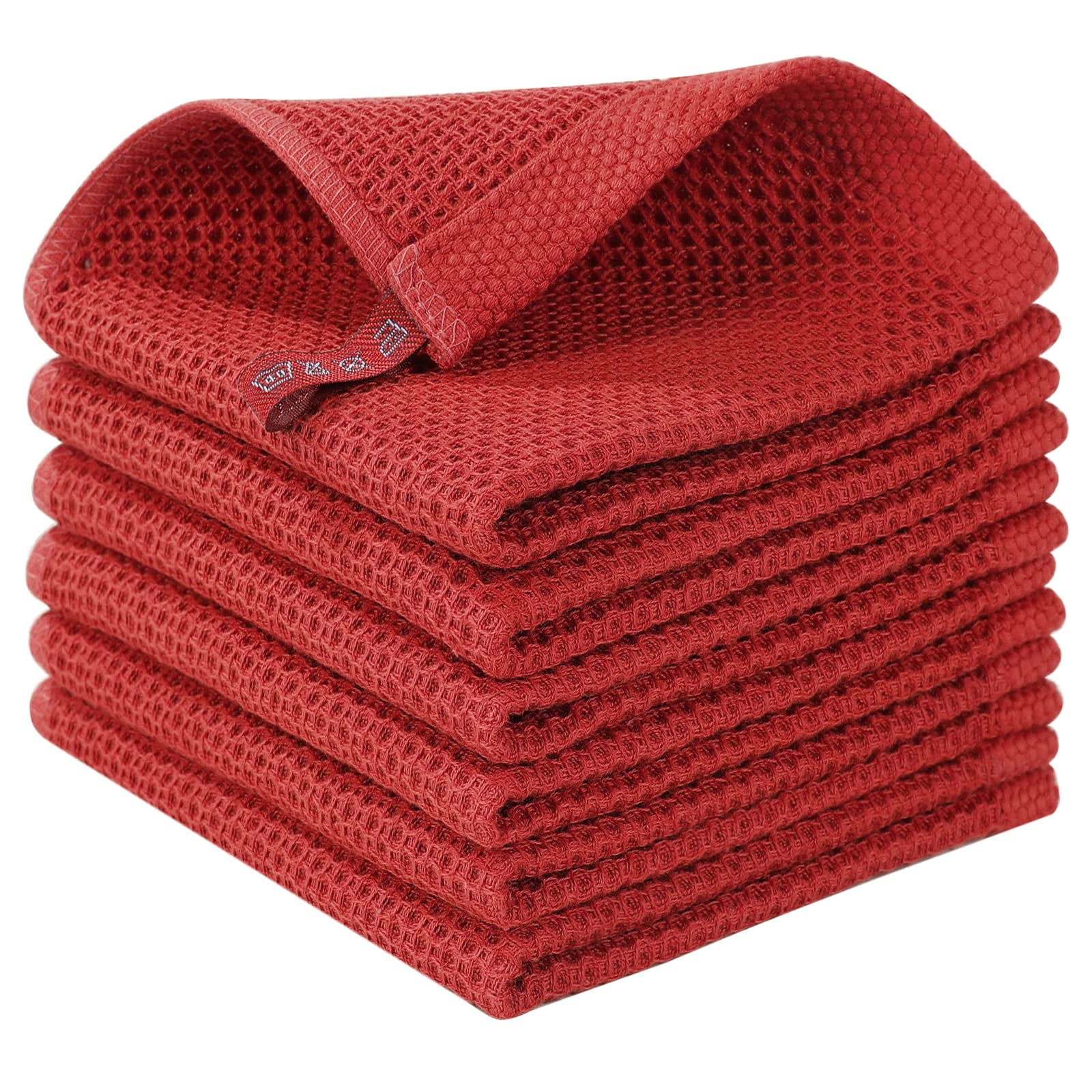 Waffle Weave Kitchen Dish Cloths, 100 Cotton Ultra Soft Absorbent