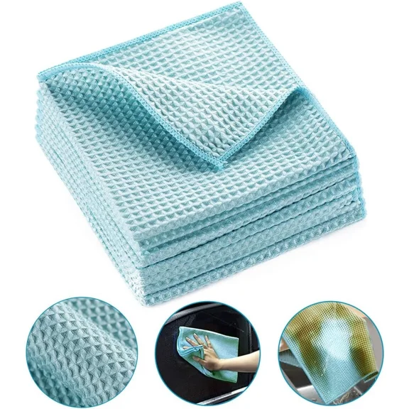 Waffle Weave Microfiber Cleaning Cloth Towel Rag Car Polishing No Scratch 8 Pack