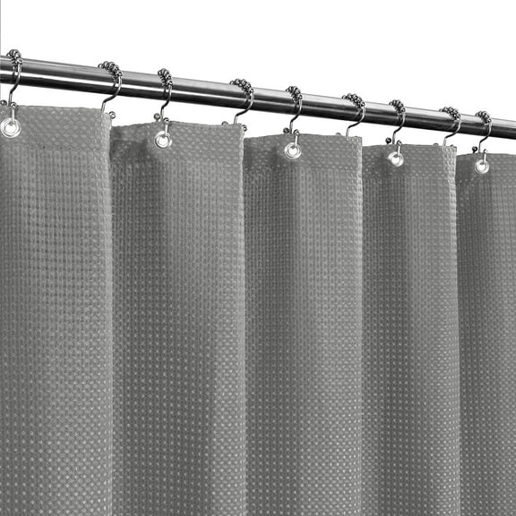Waffle Weave Shower Curtain 84" Wide by 72" Height - Hotel Luxury, Washable Heavyweight Fabric, Water Repellent, Spa - White, 84x72 Inches