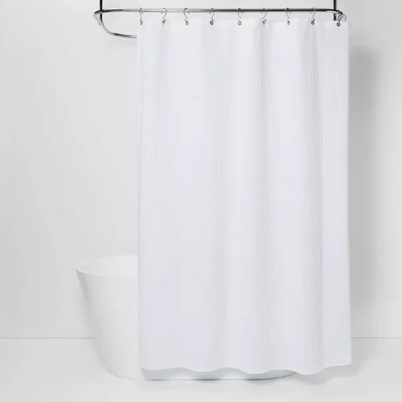 Waffle Weave Shower Curtain-Durable fabric for long-lasting use