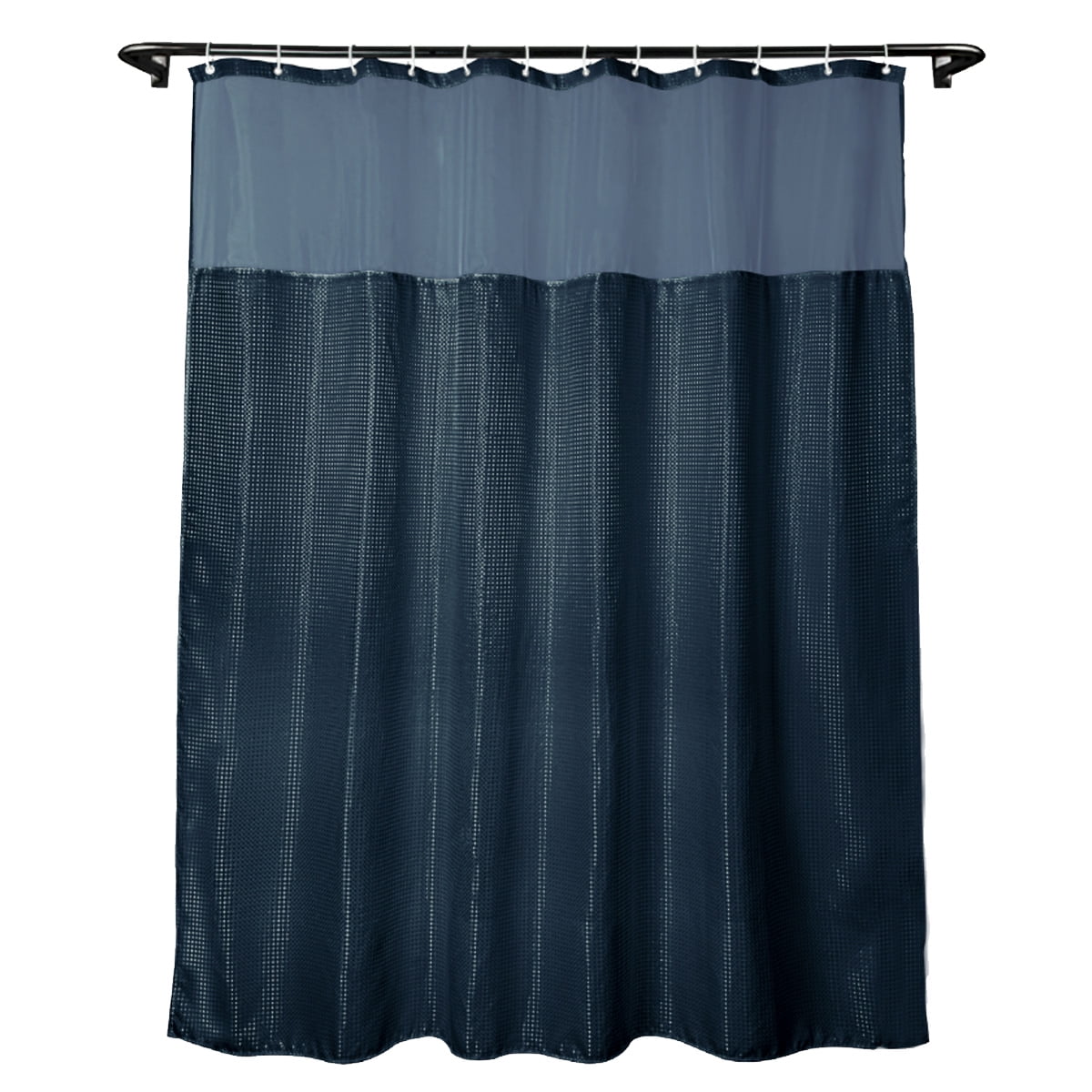 Waffle Weave Shower Curtain Set with Snapin Fabric Liner, Heavyweight Fabric with 12 Hooks