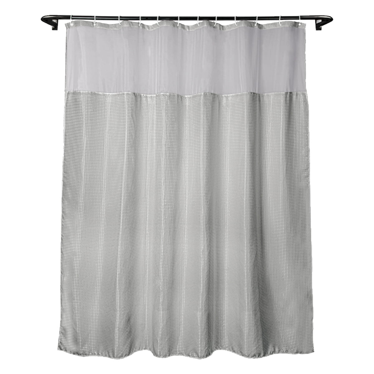 Waffle Weave Shower Curtain Set with Snapin Fabric Liner, Heavyweight Fabric with 12 Hooks