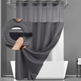 thumbnail image 1 of Waffle Weave Shower Curtain with Snap in Fabric Liner, No Hook Shower Curtain with Snap-in Liner, DawnJoanHD Dark Grey Heavyweight Fabric Shower Curtain with See Through Top Window, 72"X75", 1 of 10