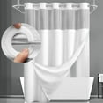 thumbnail image 1 of Waffle Weave Shower Curtain with Snap in Fabric Liner, No Hook Shower Curtain with Snap-in Liner, DawnJoanHD White Heavyweight Fabric Shower Curtain with See Through Top Window, 72"X75", 1 of 11