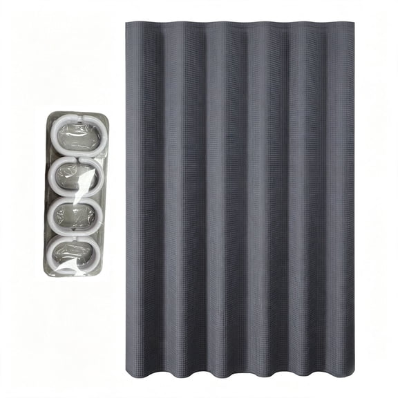Waffle Weave Shower Curtain with Hooks Fabric Bath Curtain for Bathroom Water Resistant Privacy Panel Standard Size