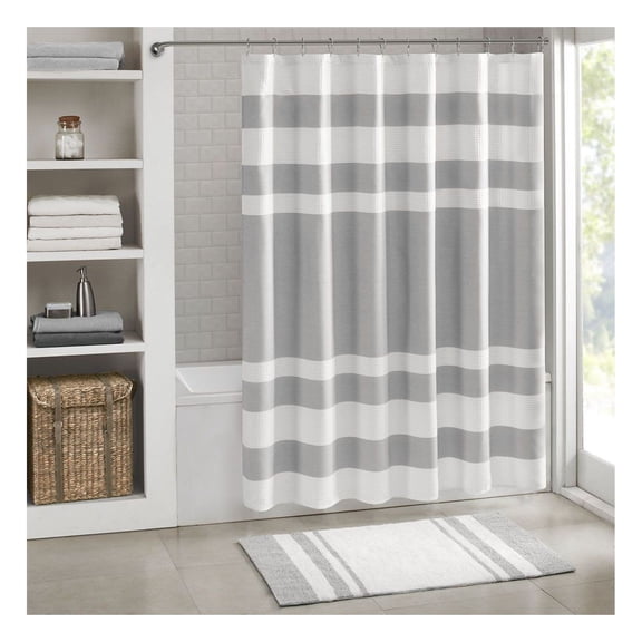 Waffle Weave Shower Curtain with Water Repellent Treatment, 72x72/84 Inch, Modern Bathroom Decor, Machine Washable, OEKO-TEX Certified