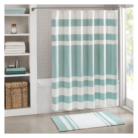 Waffle Weave Shower Curtain with Water Repellent Treatment, 72x72 Inch, Modern Bathroom Decor, OEKO-TEX Certified, Machine Washable
