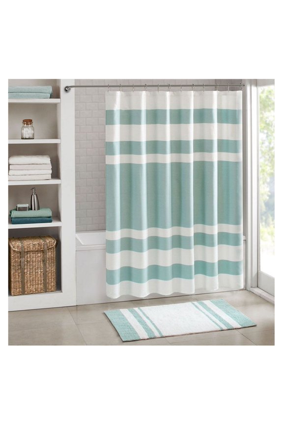 Waffle Weave Shower Curtain with Water Repellent Treatment, 72x72 Inch, Modern Bathroom Decor, OEKO-TEX Certified, Machine Washable
