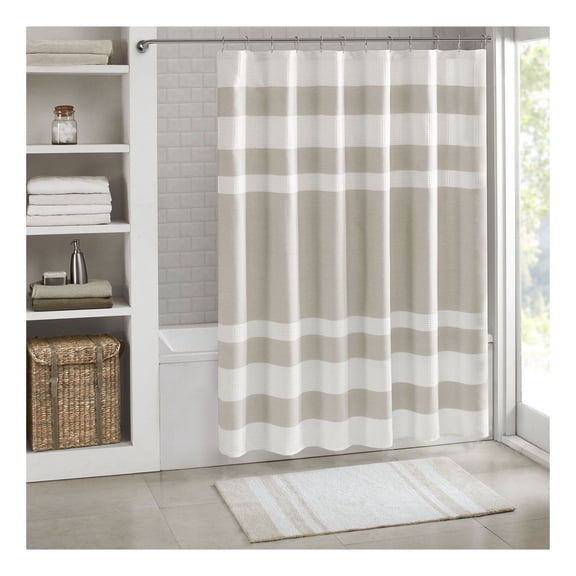 Waffle Weave Shower Curtain with Water Repellent Treatment, 72x72 Modern Bathroom Decor, Machine Washable, OEKO-TEX Certified