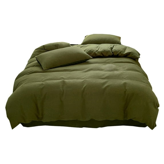 Waffle Weave Solid Bedding Set, Soft & Breathable 4-Piece Comforter Cover Set with Pillowcases, Fade-Resistant & Easy Care, All-Season Home Textile for Master Bedroom or Guest Room Use