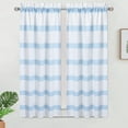 thumbnail image 1 of Waffle Weave Textured Curtain Valance, Rod Pocket Yarn Dyed Striped Valance Curtain, 1 of 6