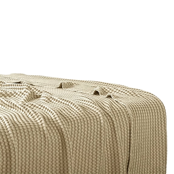 Waffle Weave Throw Blanket Warm Brown Cotton for Couch Bedroom Living Room